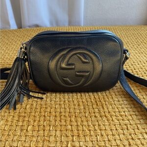 Gucci Black Leather Crossbody with Tassel